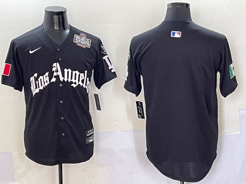 Men Los Angeles Dodgers Blank Black Five generations Joint Name 2025 Nike MLB Jersey style 3